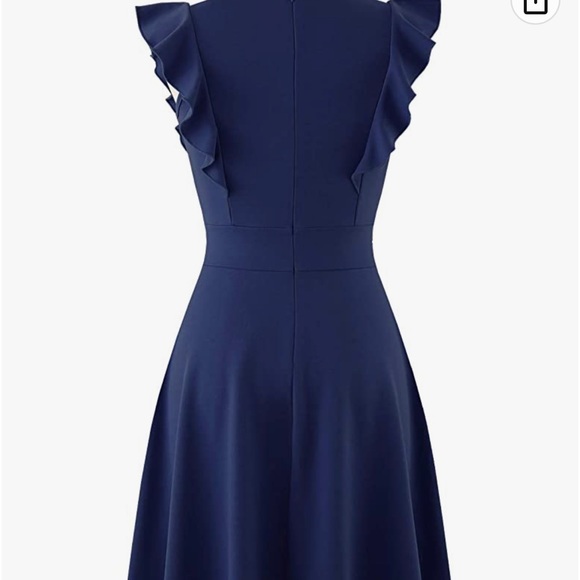 NWT. IHOT YATHON Women’s Ruffle Flare Dress Navy Medium - Picture 2 of 10